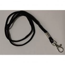 RLSS UK Shop Classic Black Cotton Lanyard With Attachment For Whistle. Essential Poolside Accessory For Working Lifeguards, Trainers And Coaches.