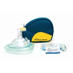RLSS UK Shop Laerdal Pocket Mask With O2 Inlet And Head Strap In Soft Pouch